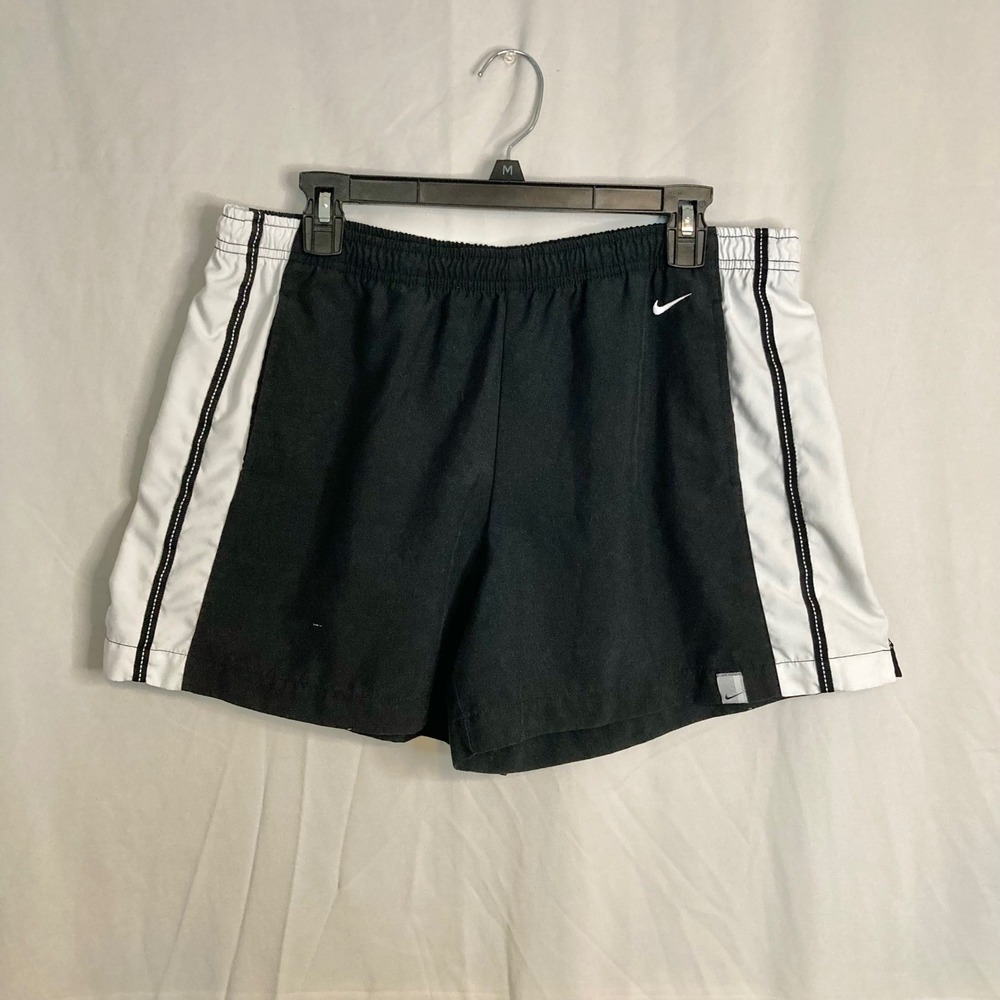 Vintage Y2K Nike Embroidered Swoosh Black Track Shorts Youth L Fits Women's XL